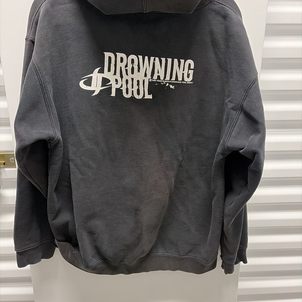 Vintage 2004 Drowning Pool Hoodie Black L Metal Grunge Bodies Made In USA - Picture 2 of 10